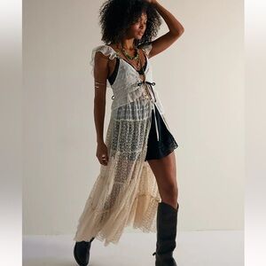 Free People Cream Lace Midi Dress